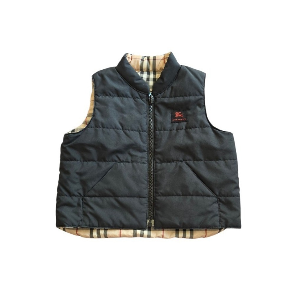 BURBERRY Signature Lining Front Logo Black Puffer Vest sz Kids/Baby 80 cm